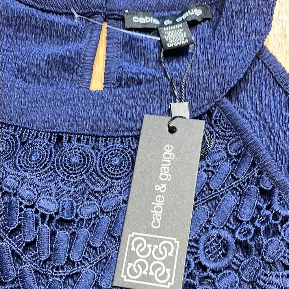 Cable & Gauge Blue Embellished Pleated Tank Top - Picture 3 of 7
